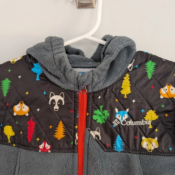 Boys Columbia 3T Gray Fleece Jacket With Forced Animals And Trees - Picture 4 of 5